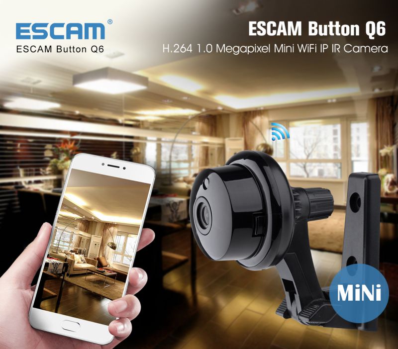 ESCAM Q6 Button 720P Wireless Night Vision Motion Detection IP Camera 3.6mm Lens