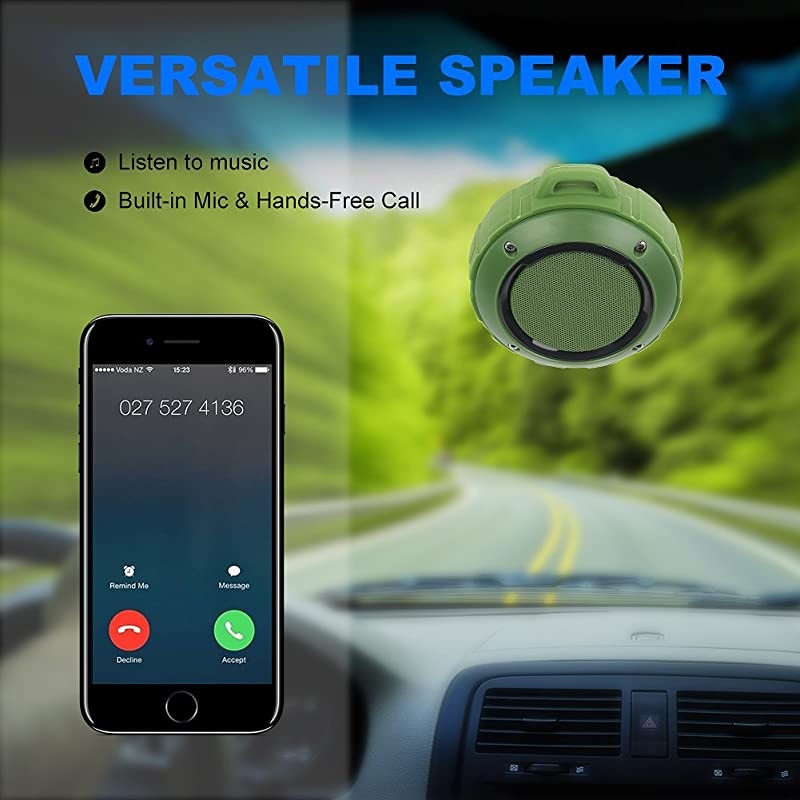 Outdoor Waterproof Bluetooth Speaker Wireless Portable Mini Travel Speaker with Subwoofer Enhanced Bass Built in Mic for Sports Pool Beach Hiking Camping Green