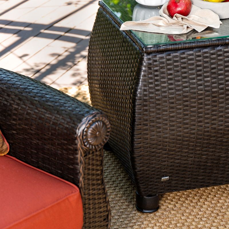 La-Z-Boy Outdoor Breckenridge 1pc Wicker Outdoor Swivel Rocker Set with Sunbrella Meredian Brick Cushion