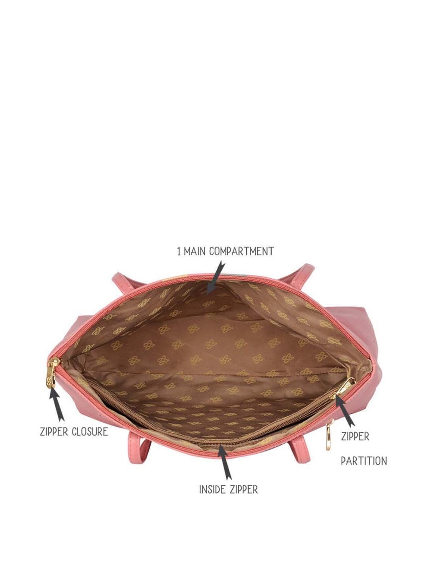 Baggit Pink Solid Medium Tote Handbag