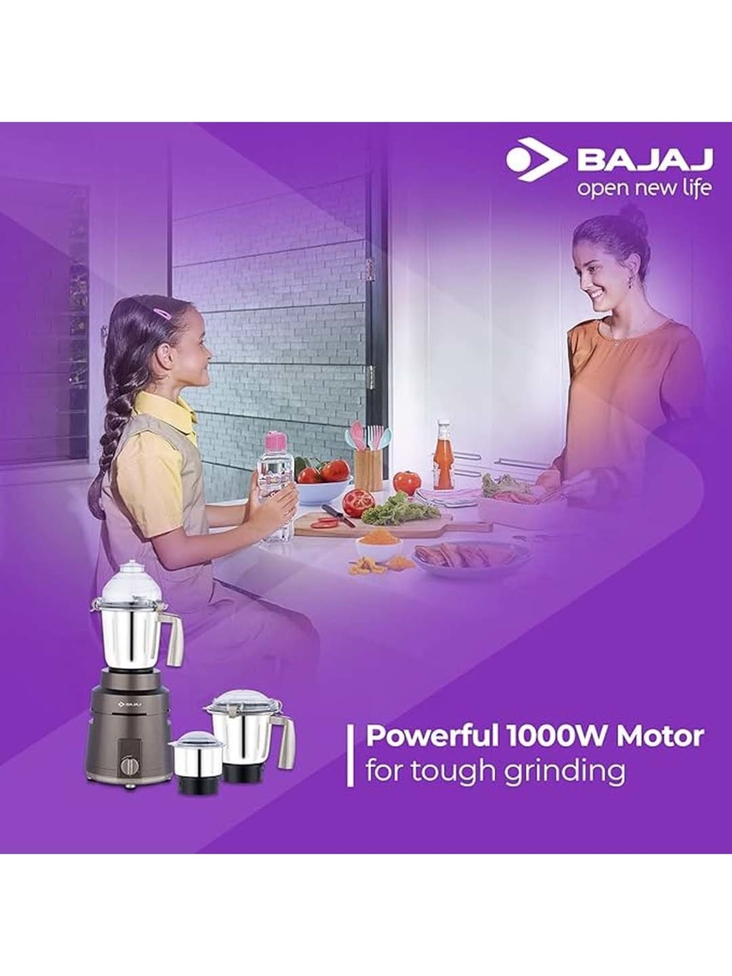 Bajaj 1000W Herculo Mixer Grinder with 3 Jars