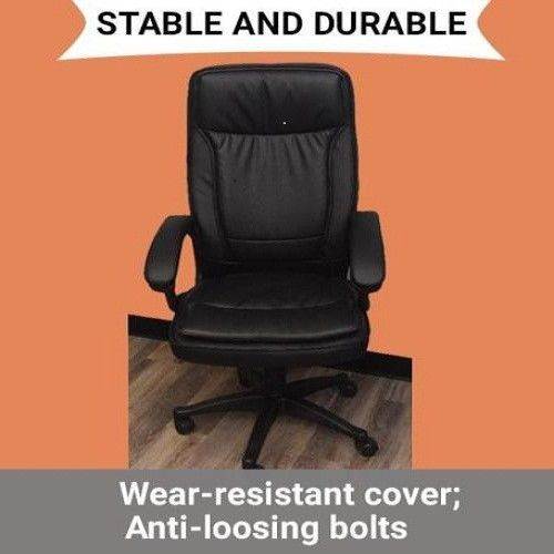 Chelsea Executive Office Chair in PU Leather with Highly Cushioned Seat Comfortable Back Support, Adjustable Headrest & Spacious Backrest, 360 Degree Perfect Swivel, Padded Foam Armrests - BLACK COLOR