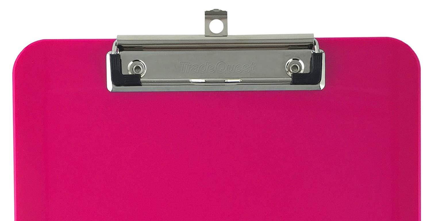 Trade Quest Plastic Clipboard Opaque Color Letter Size Low Profile Clip (Pack of 6) (Pink)