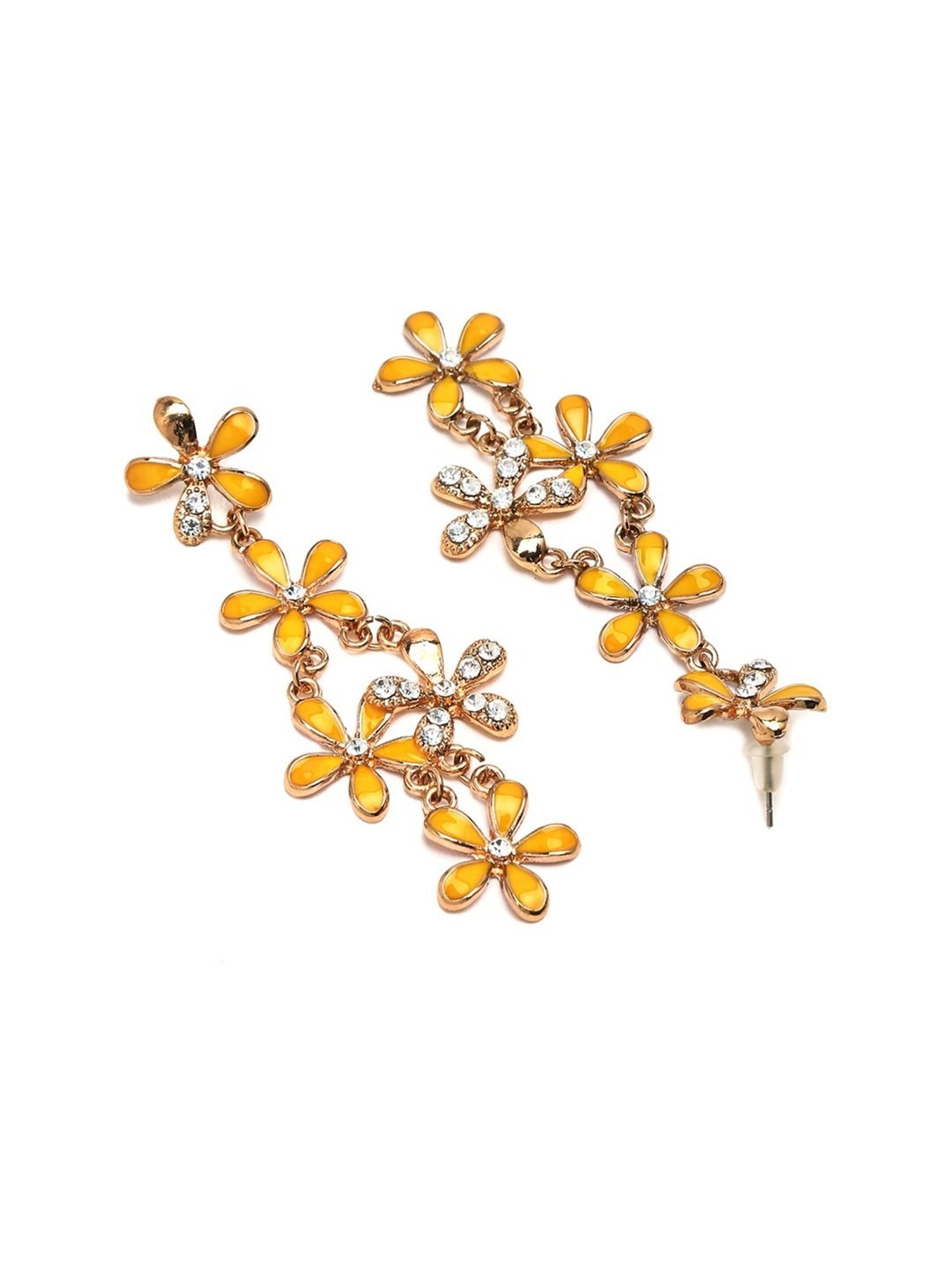 YouBella Contemporary Golden Yellow & White Dangler Earrings for Women