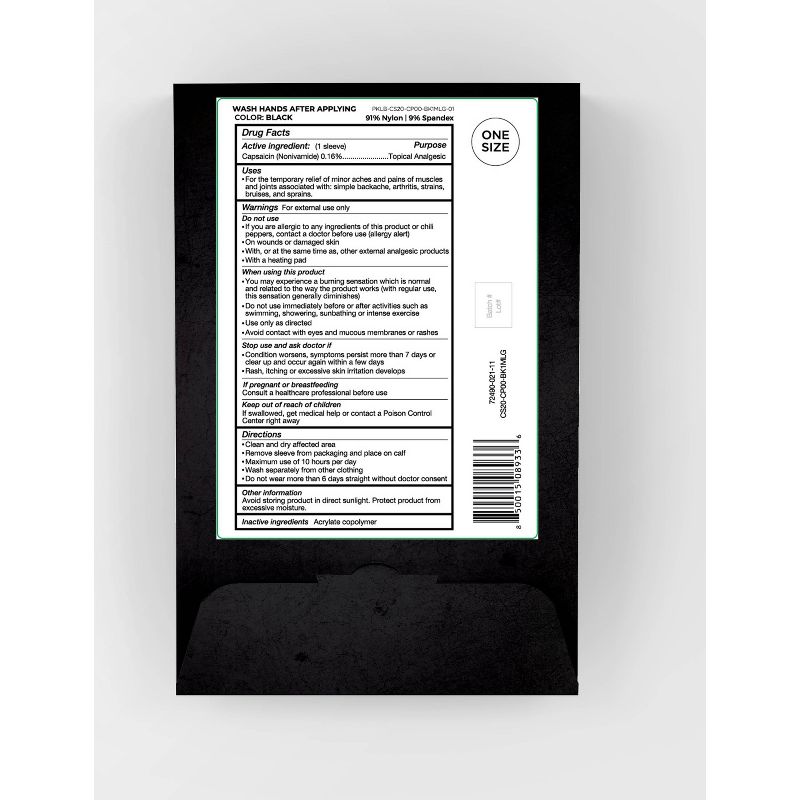 Nufabrx Maximum Strength Compression and Pain Relief Calf Sleeve - Black