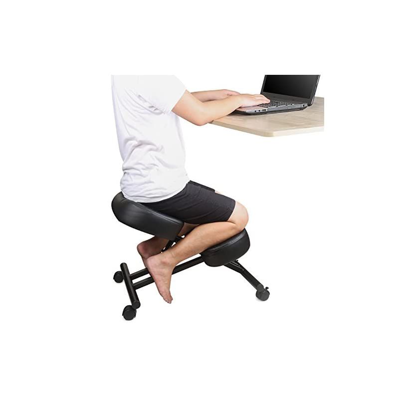 by VIVO Ergonomic Kneeling Chair, Adjustable Stool for Home and Office - Improve Your Posture with an Angled Seat - Thick Comfortable Cushions, Black, DN-CH-K01B