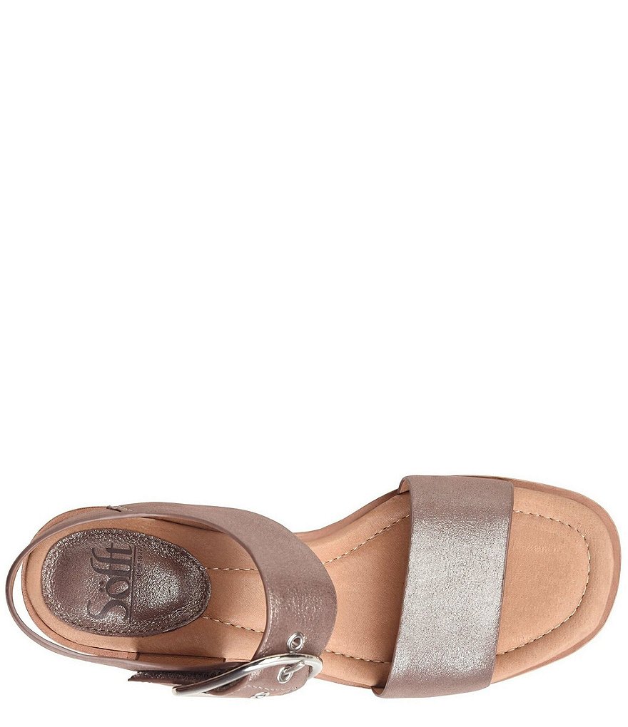 Sofft Greyston Leather Adjustable Buckle Wedge Sandals