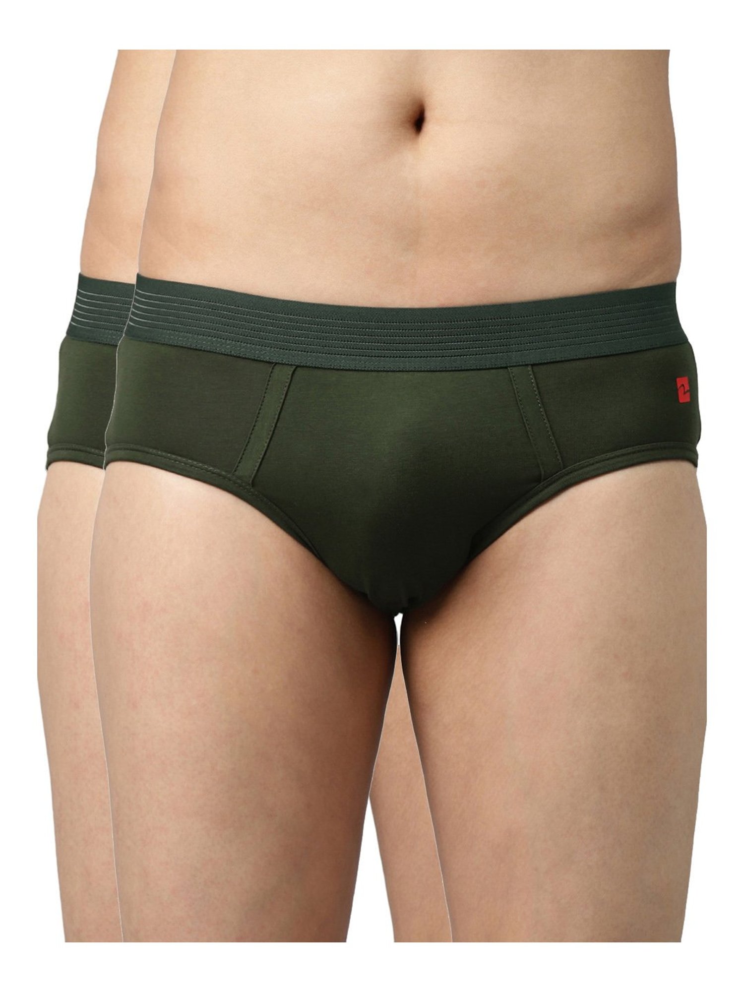 UnderJeans by Spykar Olive Briefs - Pack of 2