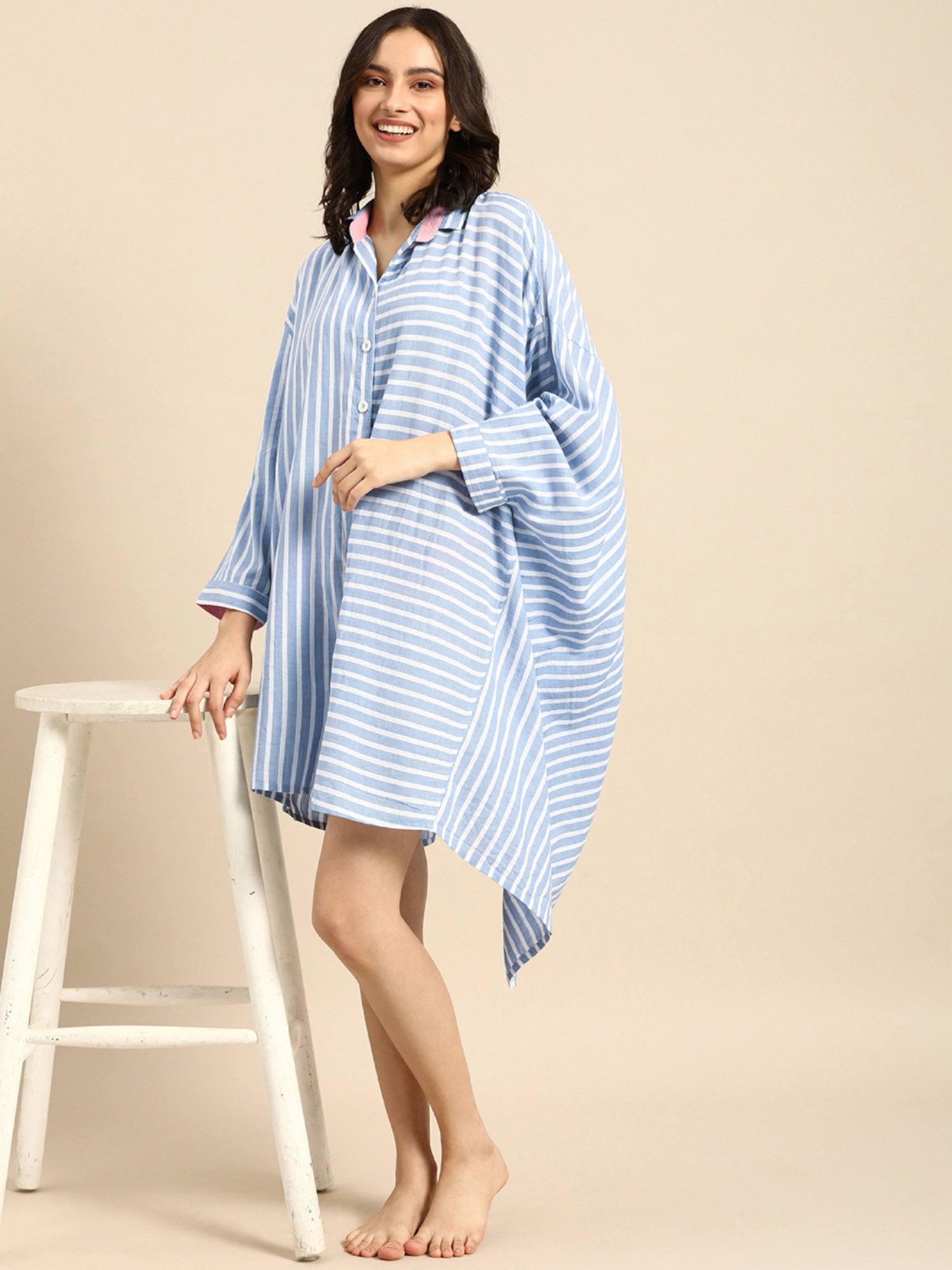 Clt.s Blue Striped Night Dress