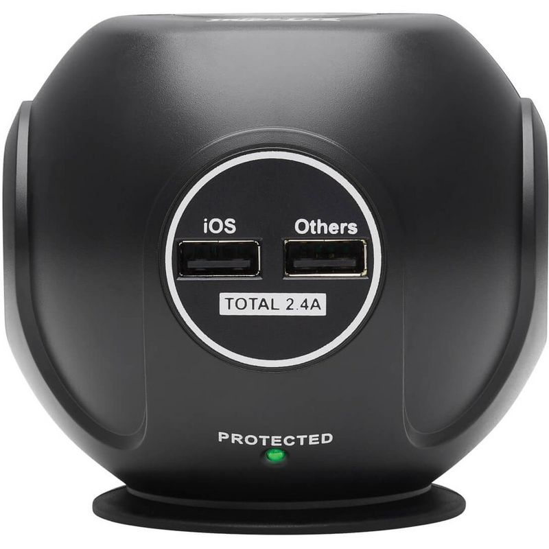 Monoprice 2 Outlet Surge Protector Wall Tap with 2 USB Charging Ports 3.4A, 450 Joules, White