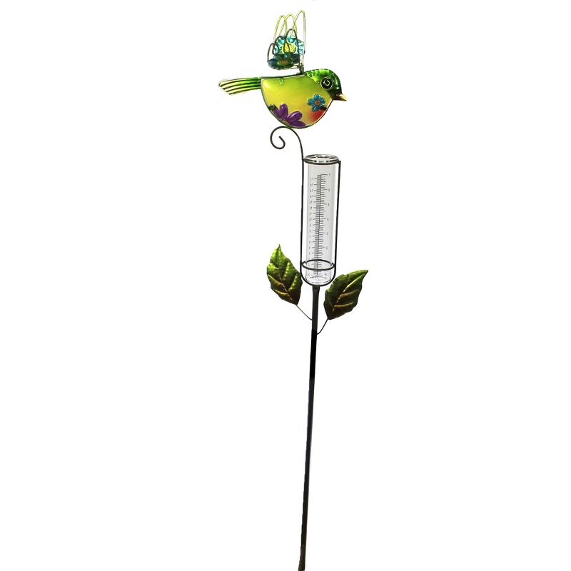 Home & Garden 39.5" Bird Rain Gauge Stake Green Measure Liquid Yard Decor Regal Art & Gift  -  Decorative Garden Stakes