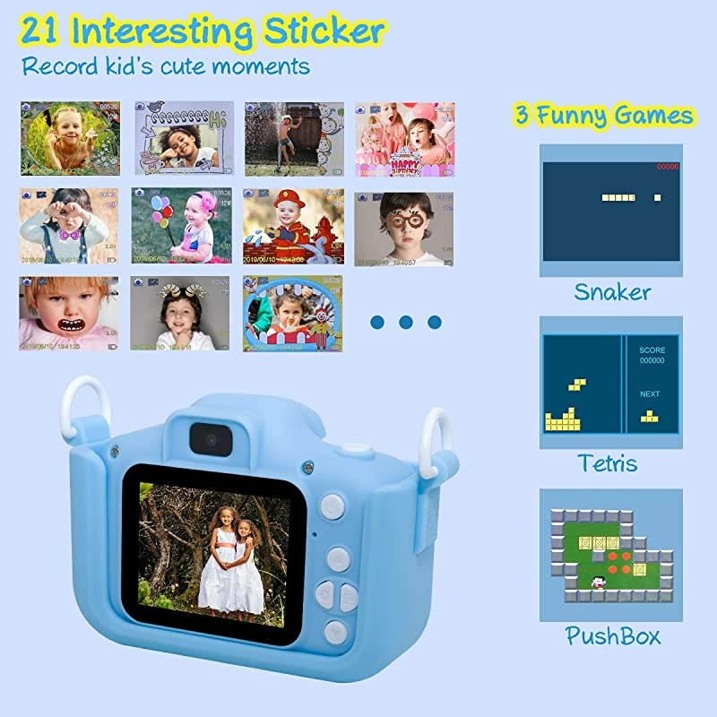 Kids Camera  Q1 Digital Video Camcorder Action Camera Rechargeable with 8G SD Card 2.0&rdquo; for 3-12 Year Old Boys and Girls Birthday Festival Gift