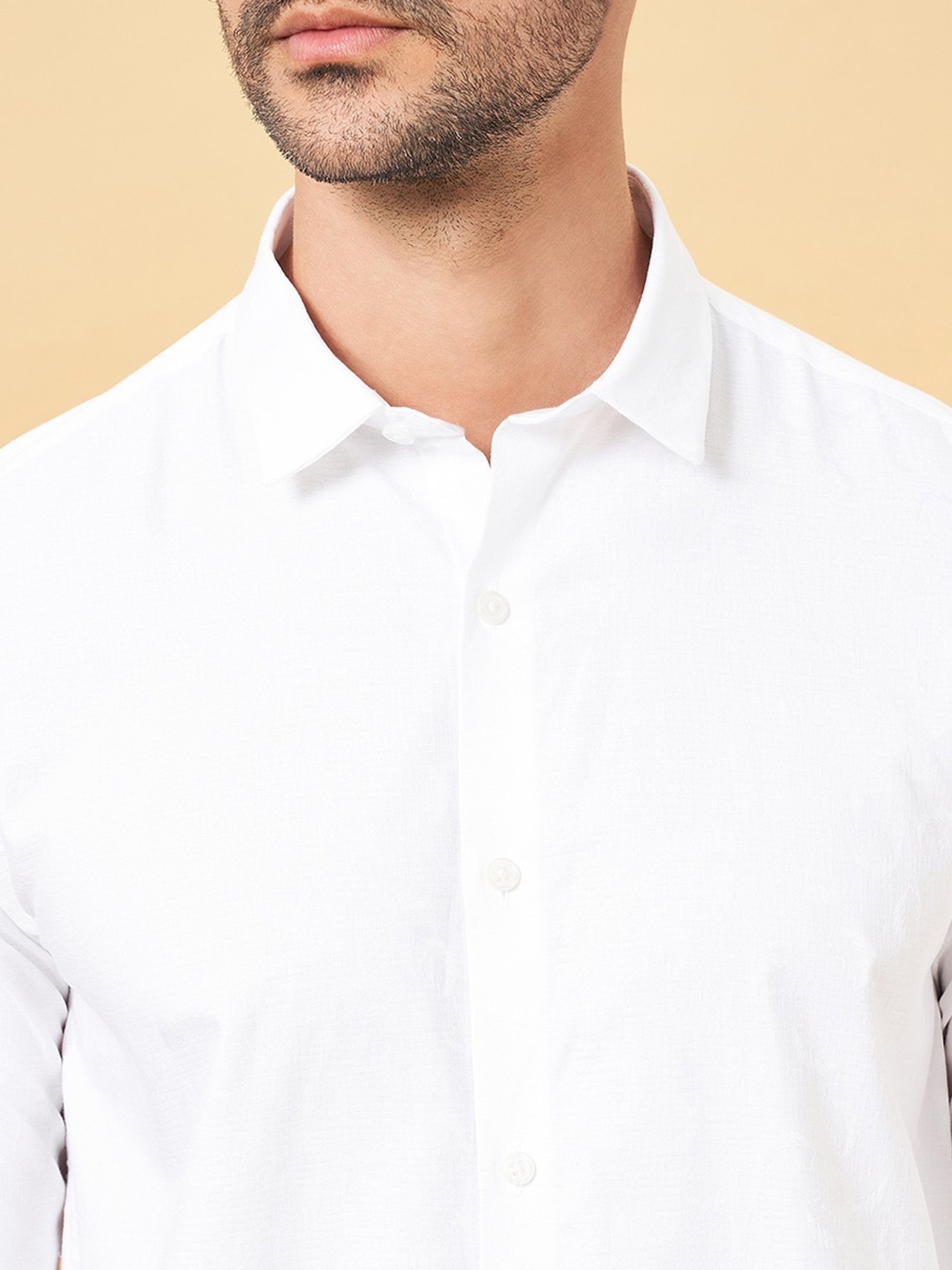 Peregrine by Pantaloons White Cotton Slim Fit Shirt