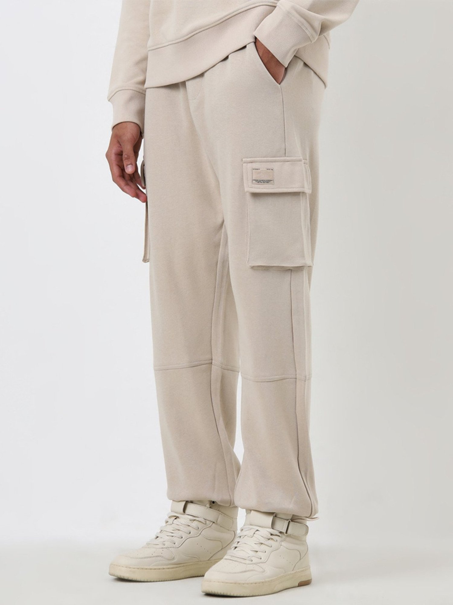 Studiofit by Westside Beige Relaxed Fit Mid-Rise Track Pants
