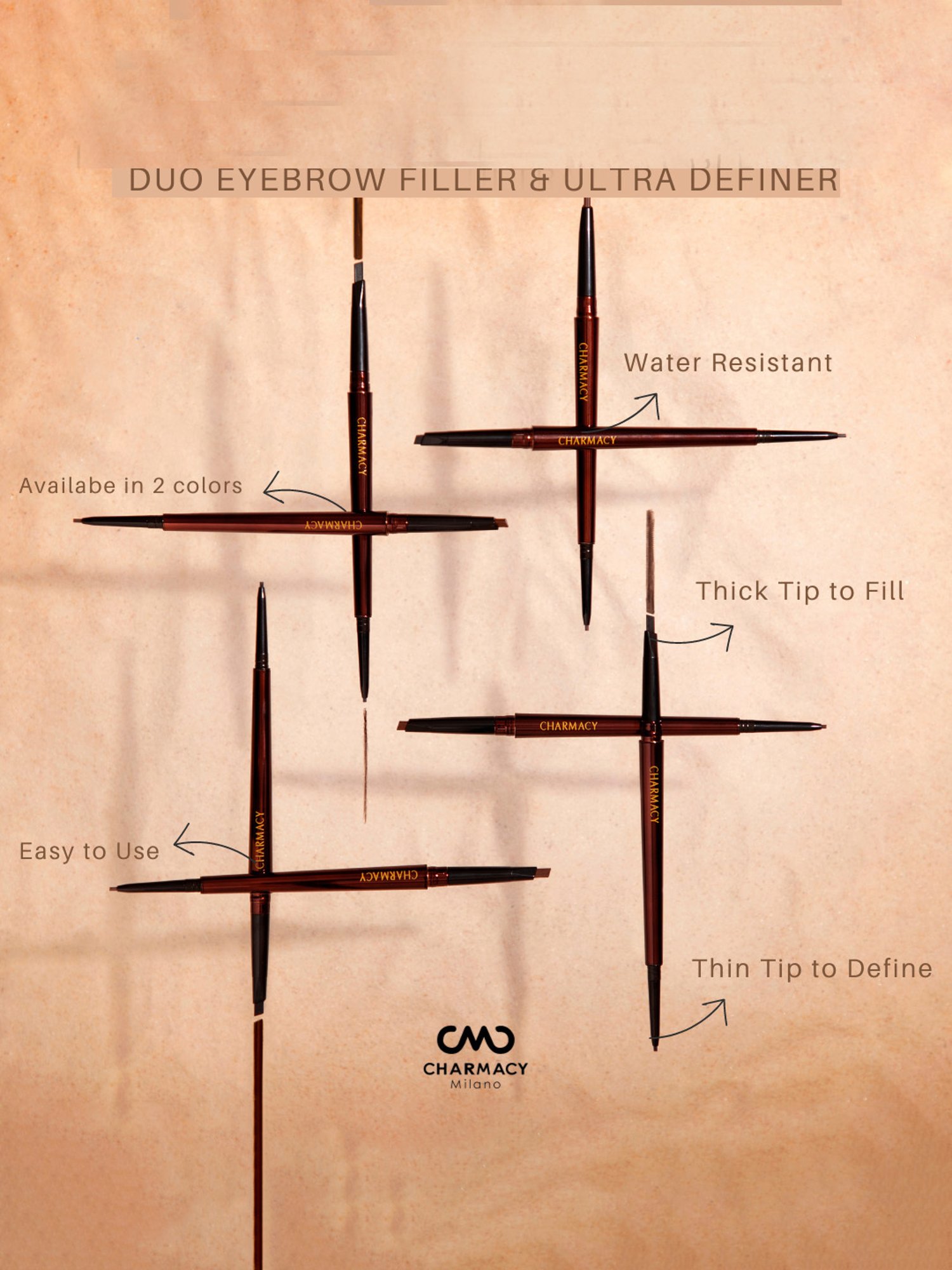 CHARMACY Milano Duo Eyebrow Filer & Ultra Definer Black