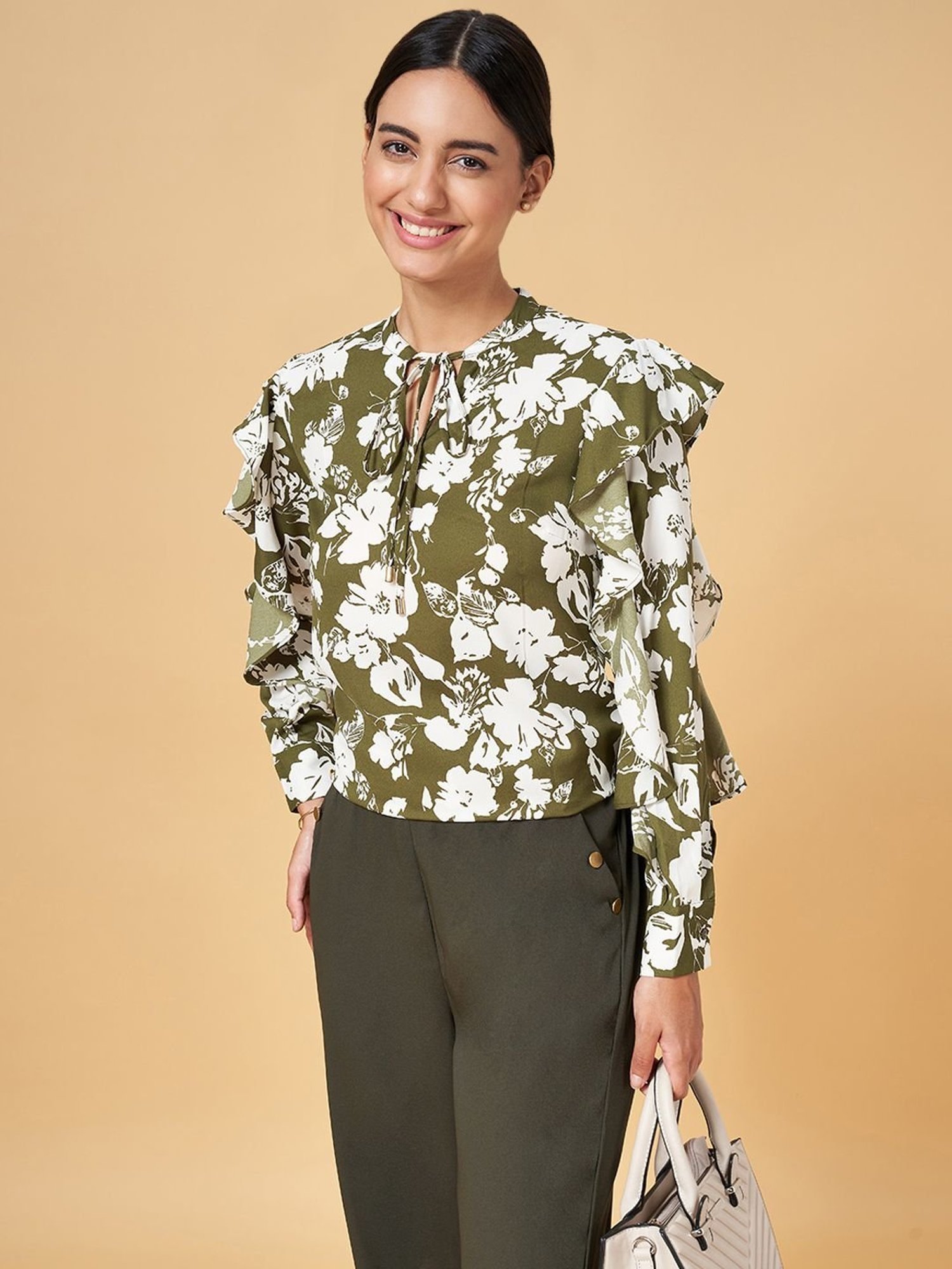 Annabelle by Pantaloons Olive Green Printed Top
