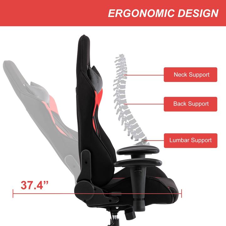 SMUGDESK Gaming Chair Racing Computer Desk Office Chair High Back Game Chair Seat Height Armrest Adjustable Swivel Ergonomic Task Chair with Headrest and Lumbar Support,Grey