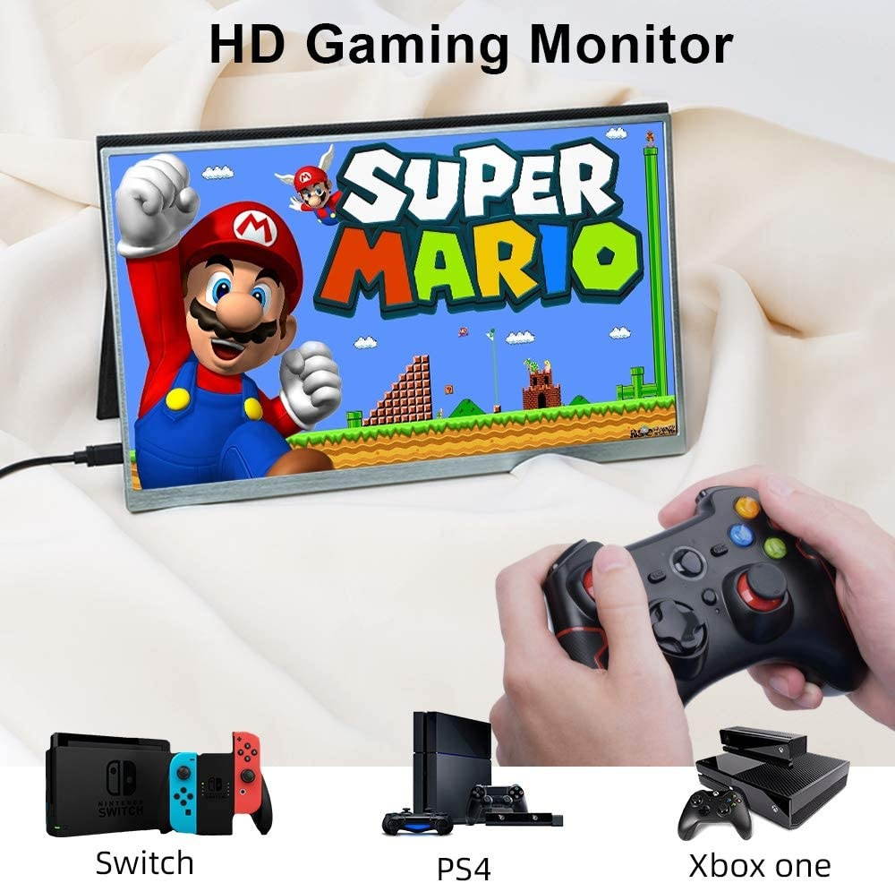 HONGO Ultra-Thin Portable Monitor 15 Inch IPS 1080P HDR Computer Gaming Monitor USBC Display for Laptop PC Phone Xbox PS4 Switch, Smart Cover Stand & Screen Protector Included