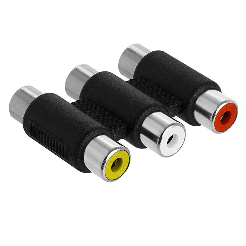 3-RCA Jacks Coupler - White/Red/Yellow Female RCA Connector Composite Video Cable Extension Adapter - (10 Pack)