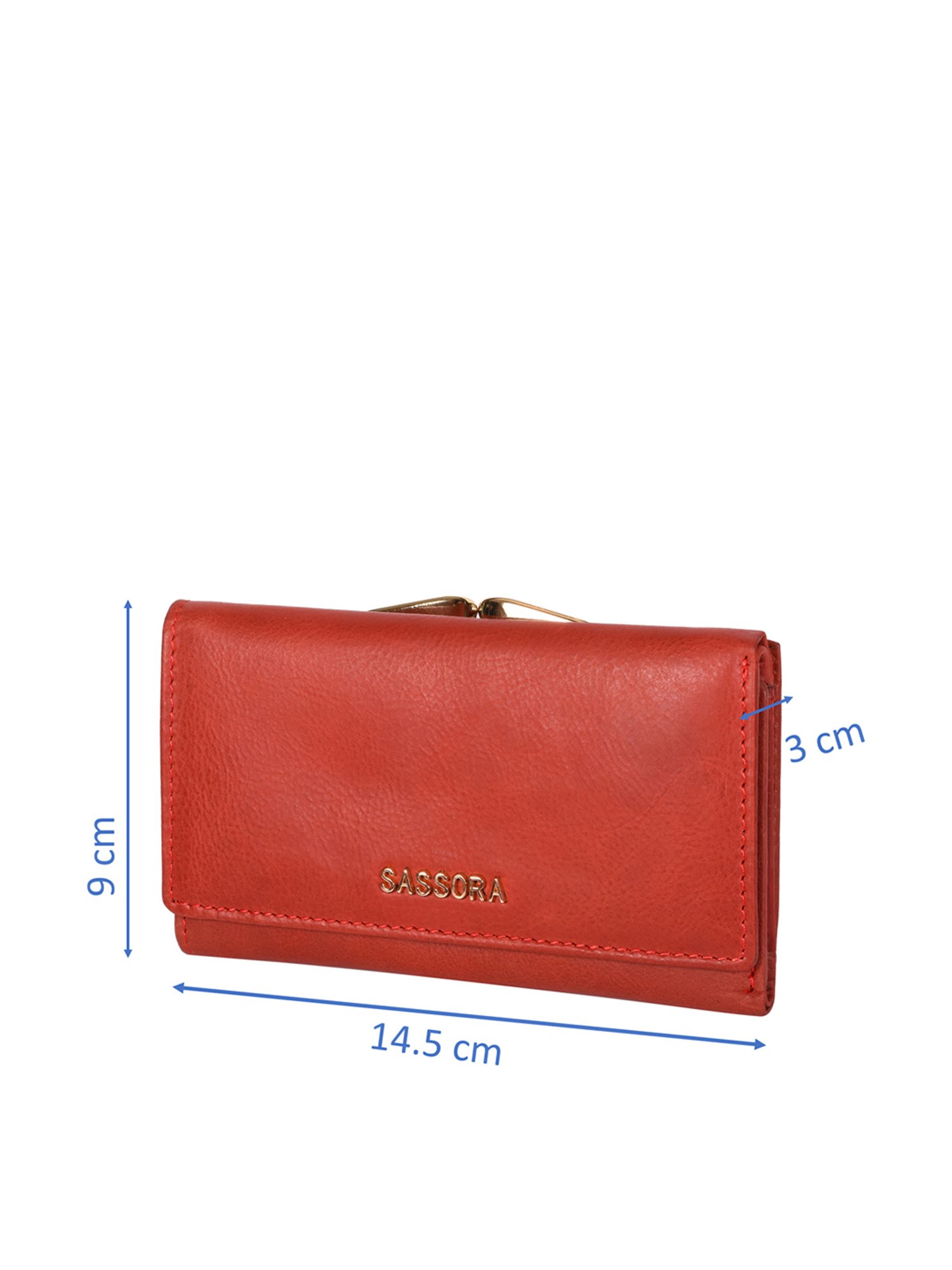 SASSORA Red Solid Rfid Tri-Fold Wallet for Women