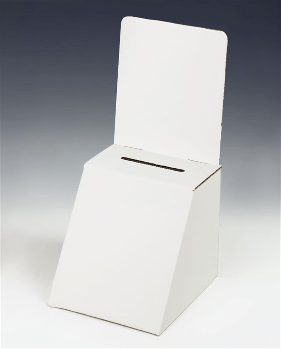 6 x 5 x 8-Inch, White Cardboard Ballot Box, With Removable Header, For Countertop Use