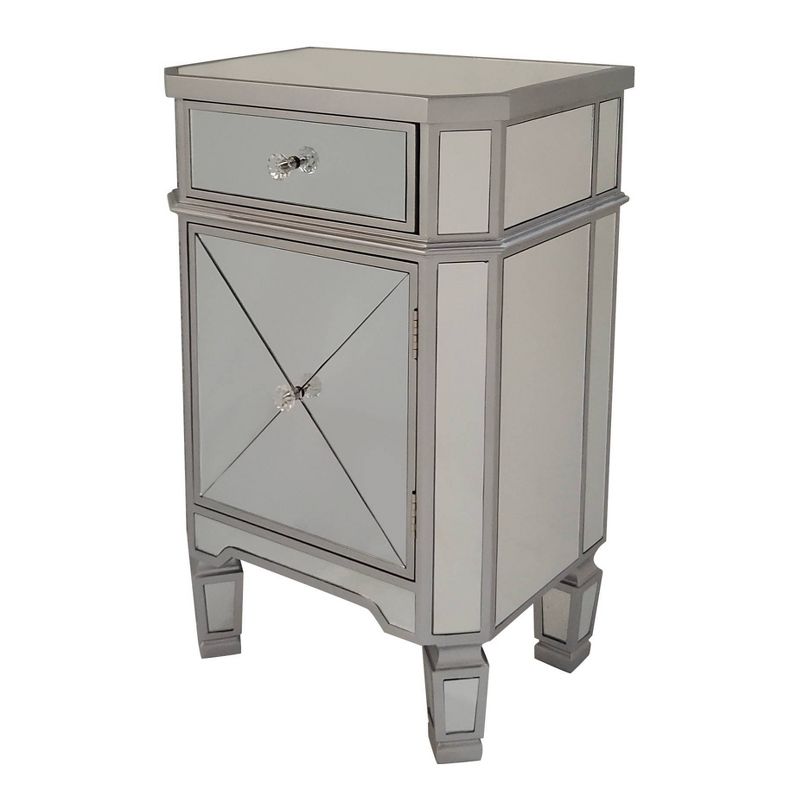 Single Drawer Mirrored Accent Cabinet Silver/Clear - The Urban Port