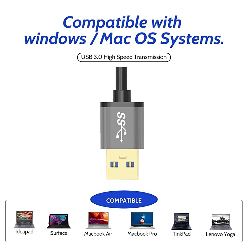 SD Card Reader,  USB 3.0 Card Reader for Micro SD/SDXC/CF/SD/SDHC/MS/XD/T-Flash/MMC Camera Memory Card, 5 in 1 USB 3.0 Hub with Flash Memory Card Reader and 2 USB 3.0 Ports for Mac OS,Windows