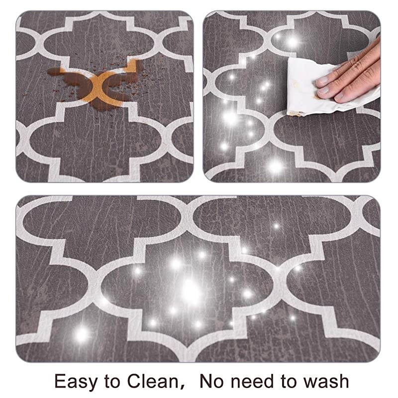 Kitchen Rugs and Mats NonSlip 2 Pieces Kitchen Mats for Floor Waterproof Anti Fatigue Comfort Cushioned Kitchen Floor Mat177quot x 295quot + 177quot x 47quot Coffee
