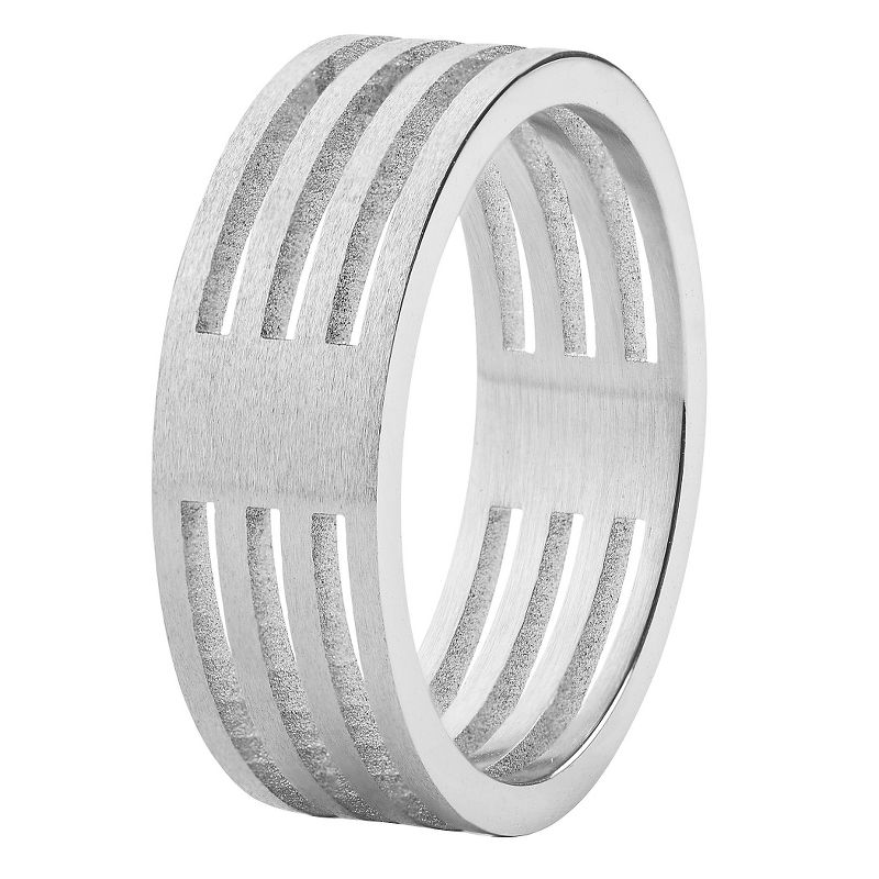 Men's West Coast Jewelry Stainless Steel Brushed Finish 4-Layer Split Ring (8)