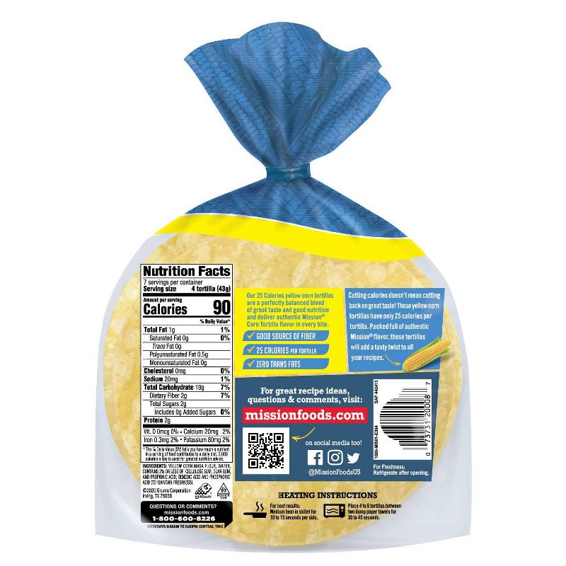 Mission 25 Calorie Yellow Corn Tortillas - 14oz/30ct