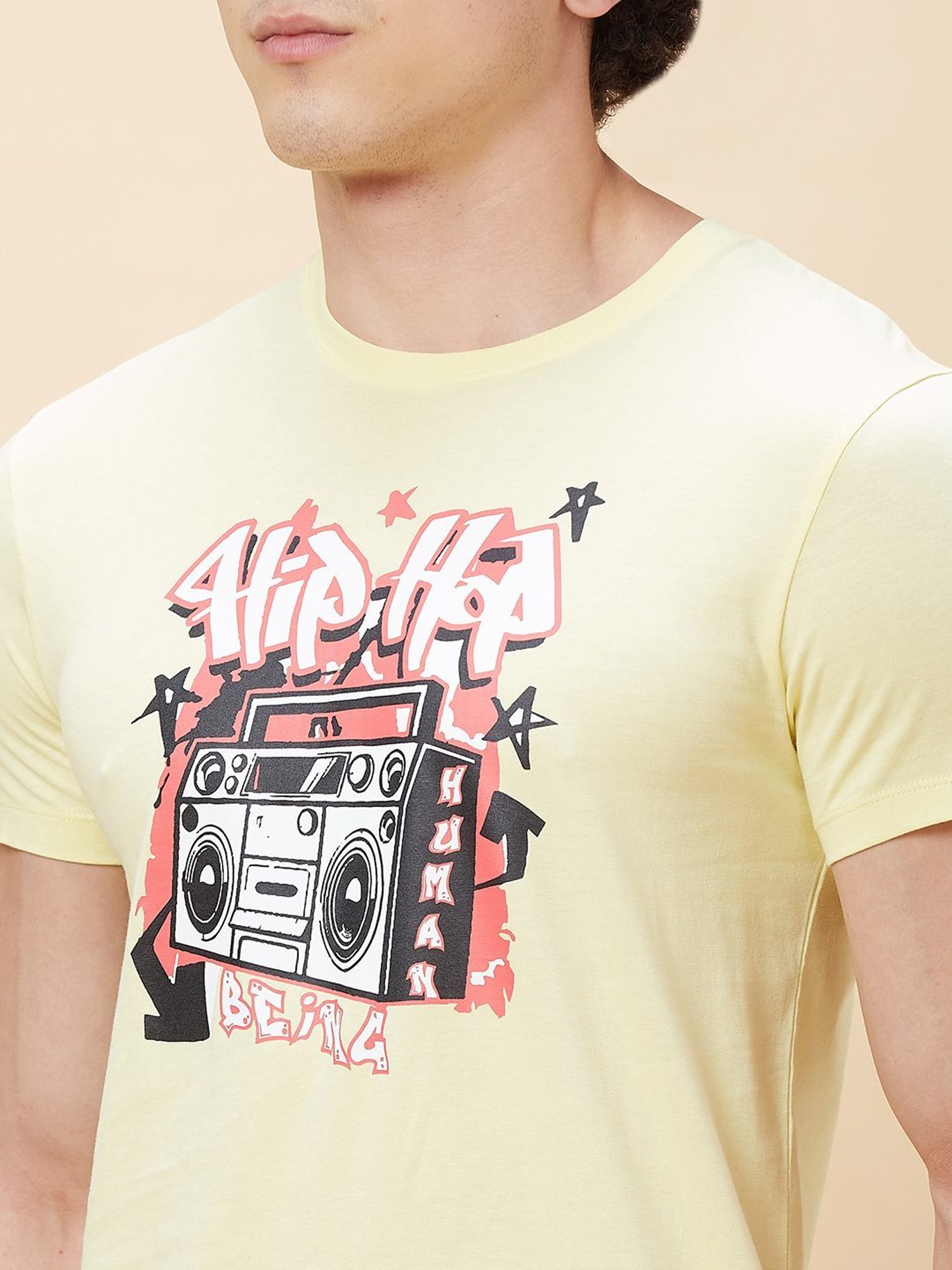 Being Human Yellow Regular Fit Printed T-Shirt