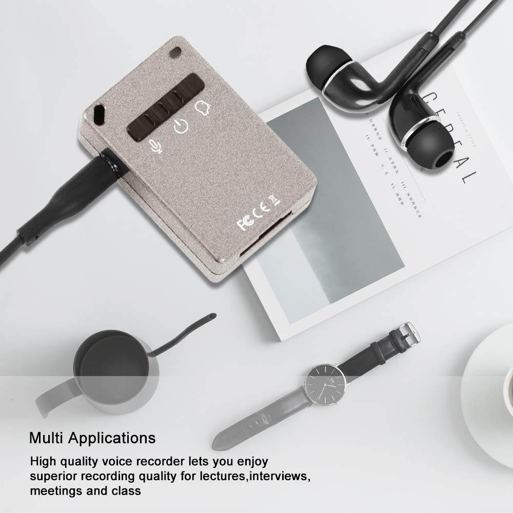 Digital Voice Recorder,eoqo Voice Activated Audio Recorder Playback by 3.5mm Plug Earphone - 15 hours Voice Recording - Sound Voice Recorder with 16GB Memory Card
