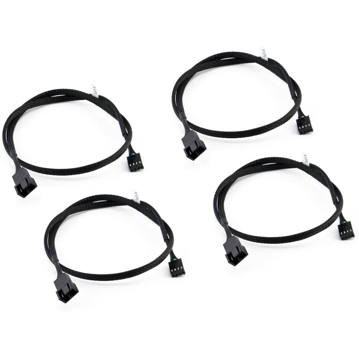 XSPC PWM Extension Cable, 60cm, Black, 4-pack