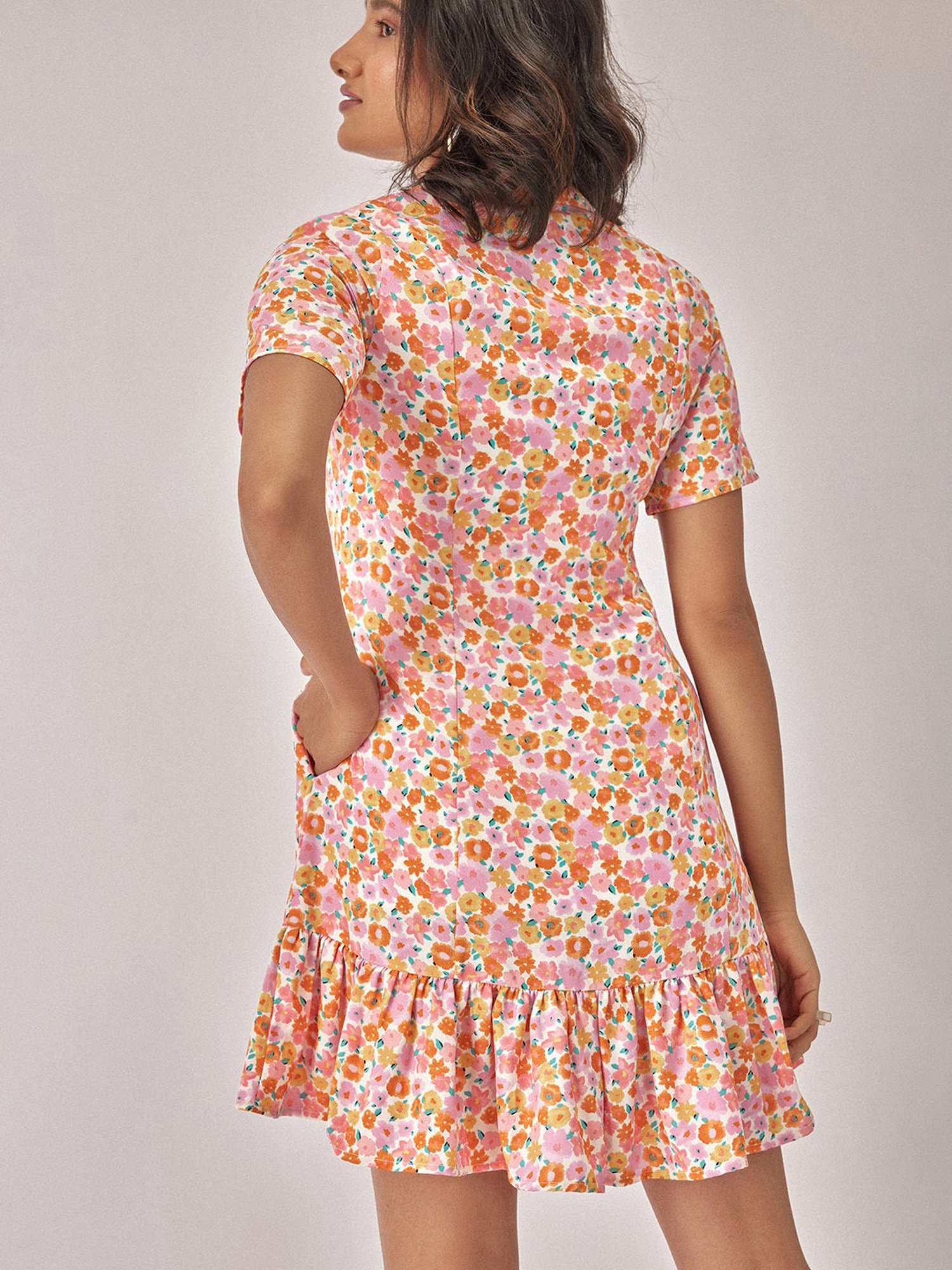 The Label Life Pink Floral Shirt Dress