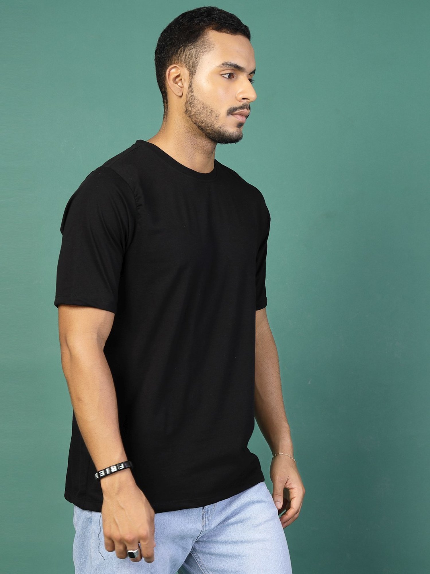 Rigo Black Cotton Loose Fit Printed T-Shirt