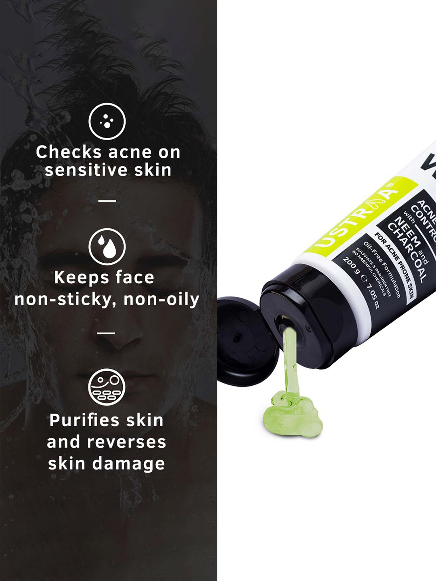 Ustraa O.G Deodorant & Face Wash Neem & Charcoal - Set of 2