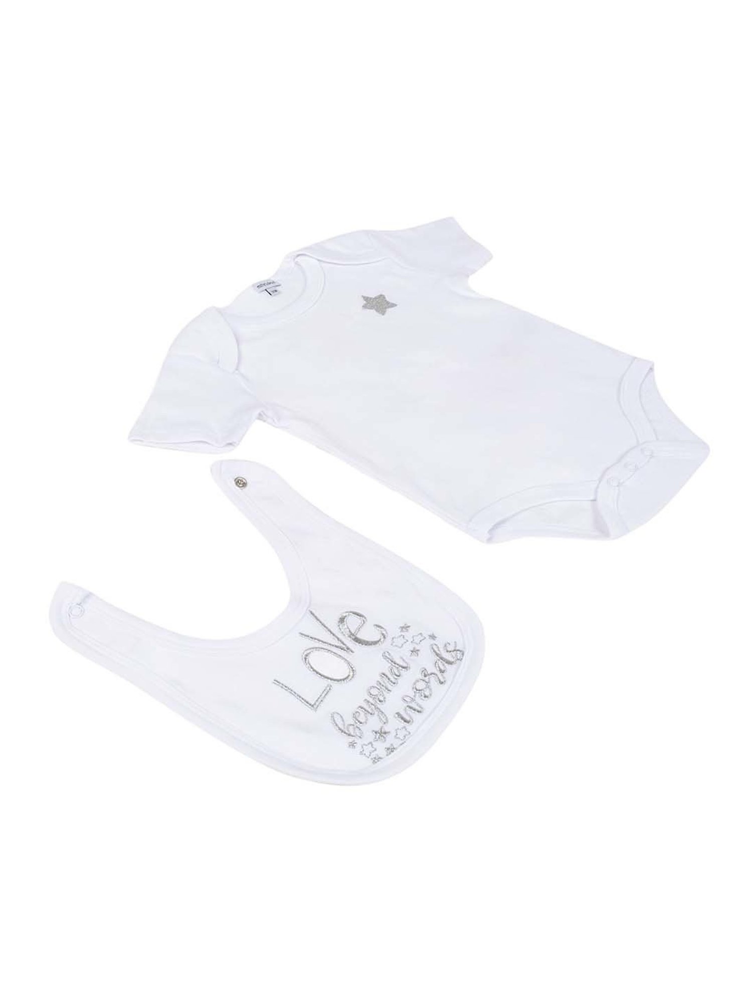 Baby Moo Kids White Cotton Embroidered Full Sleeves Sleepsuit Set