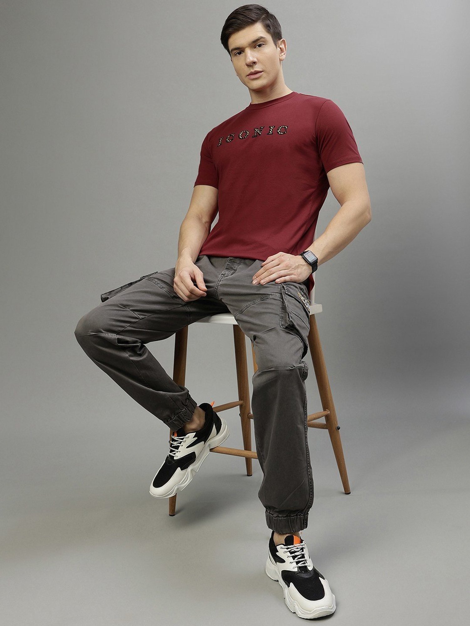 Iconic Men Typography Regular Fit Cotton T-shirt