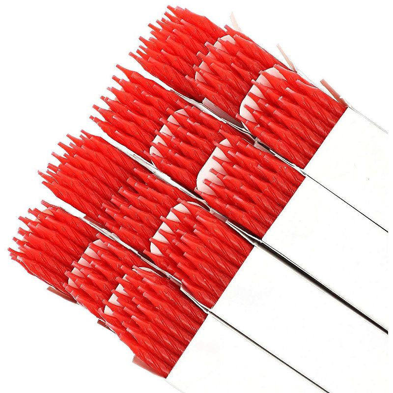 Blue Panda 288-Pack Red Glitter Short Thin Birthday Cake Candles 2.36-Inch with Holders