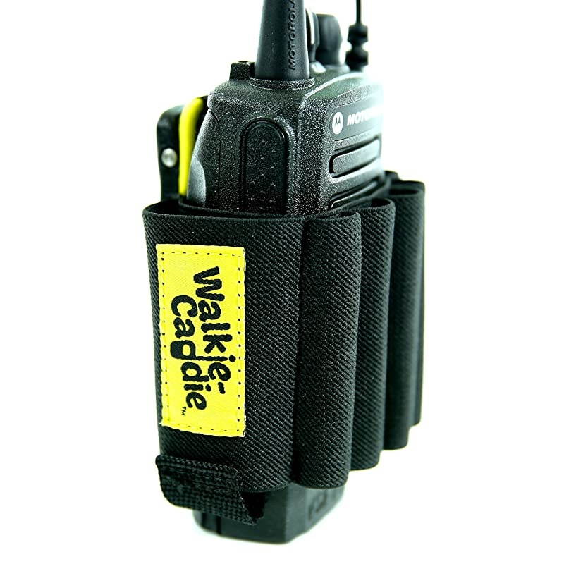 Caddie Yellow Accessory Pouch for Talkies | for Motorola CP 200 and Most Other Talkies | Black with Yellow Bungee
