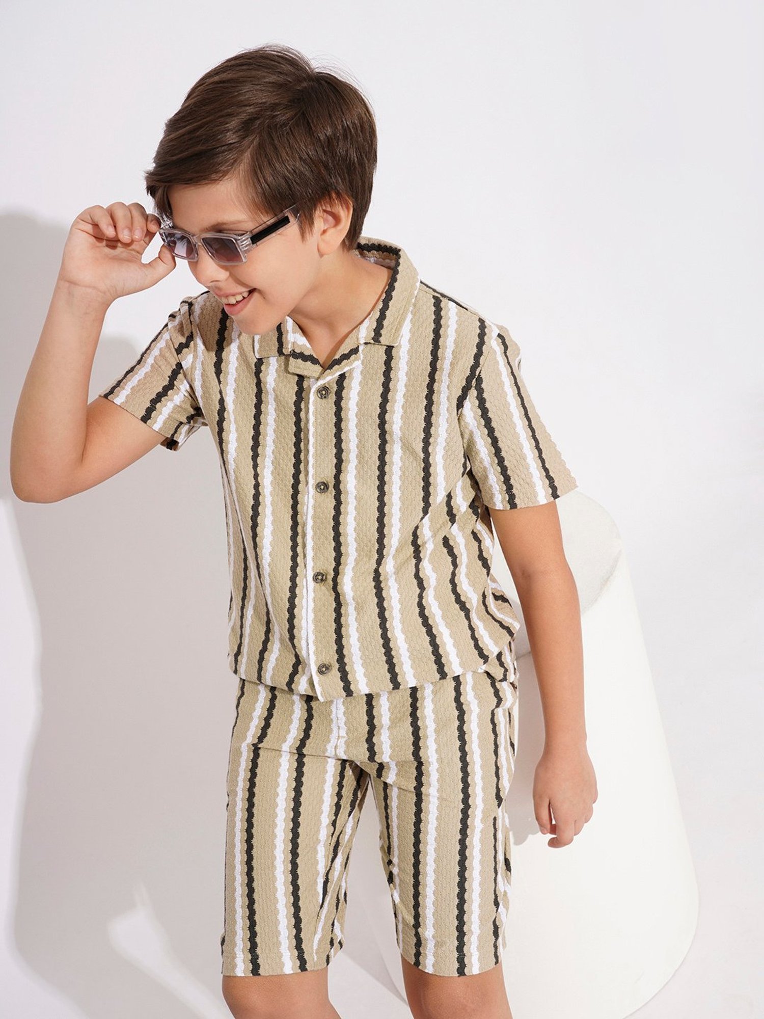 Mothercare Kids Blue Cotton Self Pattern Full Sleeves Shirt