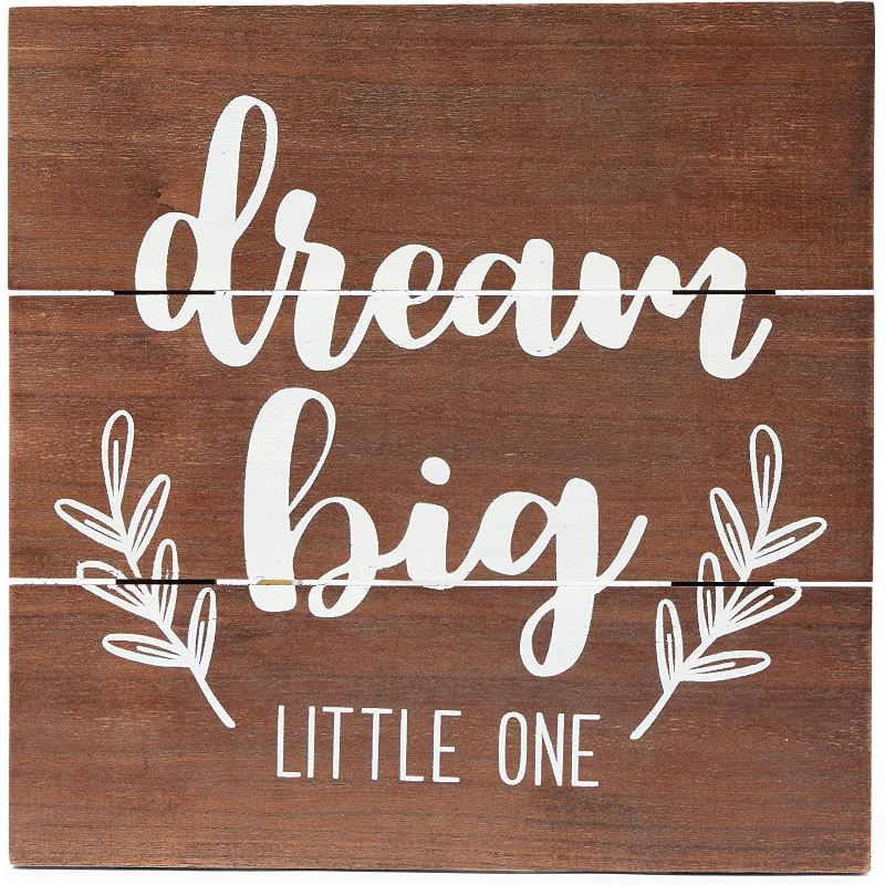 Farmlyn Creek Wooden Nursery Room Wall Decor Sign, Dream Big Little One (12 x 12 in)