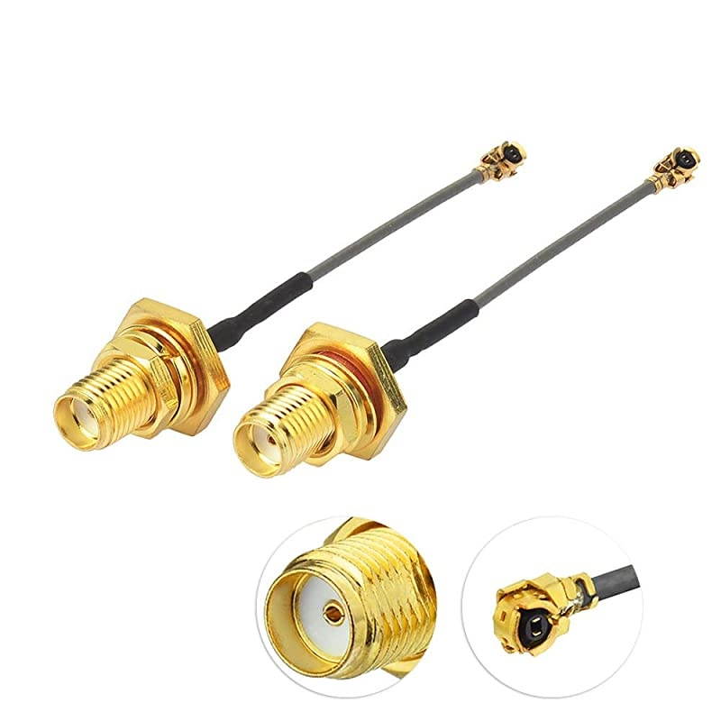 2 UflIPEX Cable Mini PCI to SMA Female Low Loss Coaxial Cable for Wireless Routers Mini PCIe Cards Network Extension Bulkhead Pigtail PCI WiFi WAN Repeater 2Pack