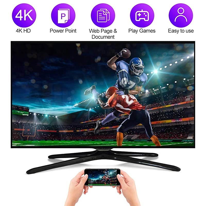 4K WiFi Display Dongle, Wireless HDMI Display Adapter, Dual-Band 5G WiFi Wireless Display Receiver, Fit for Phone Pad Laptop Android Miracast Dongle for HD TV, Projector, Monitor