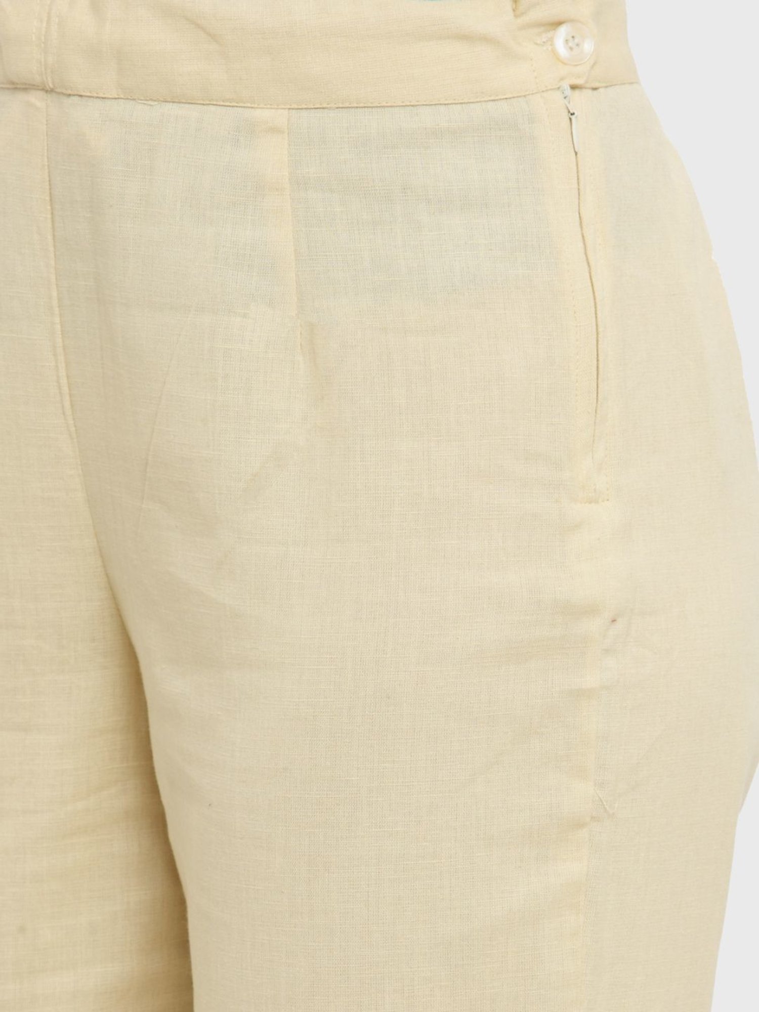 Indibelle Beige Cotton Trousers
