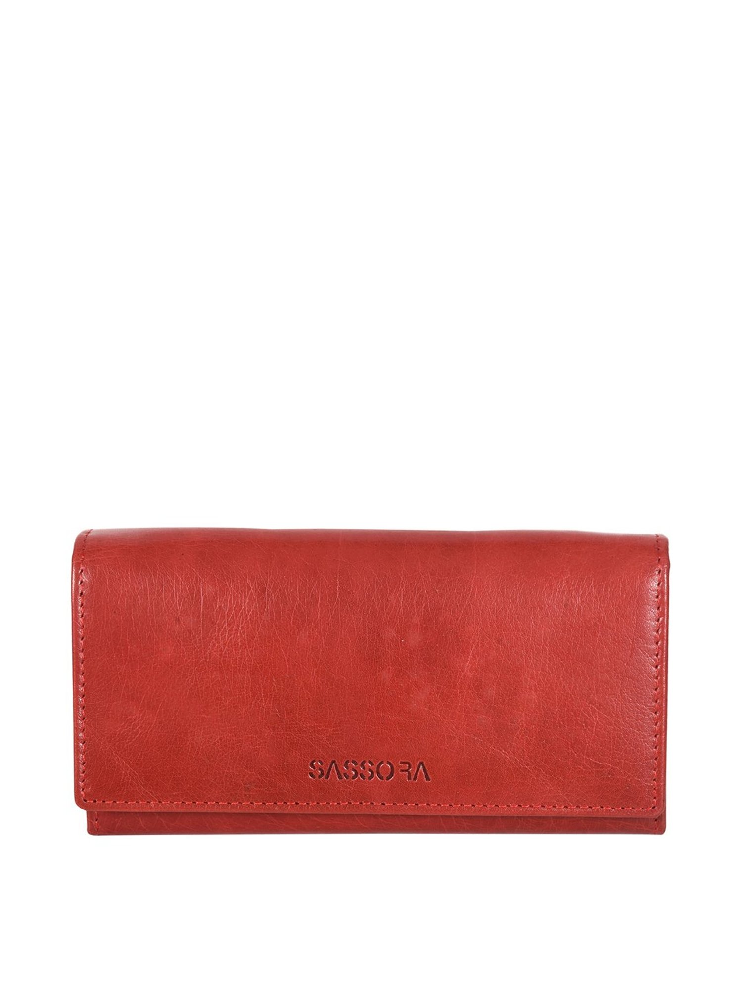 SASSORA Red Solid Rfid Wallet for Women