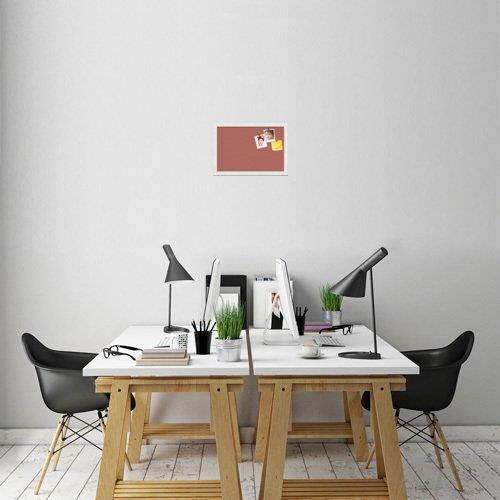 PinPix custom printed pin cork bulletin board made from canvas, Crimson Pastel 18x12 Inches (Completed Size) and framed in Satin White Frame (PinPix-Group-89)