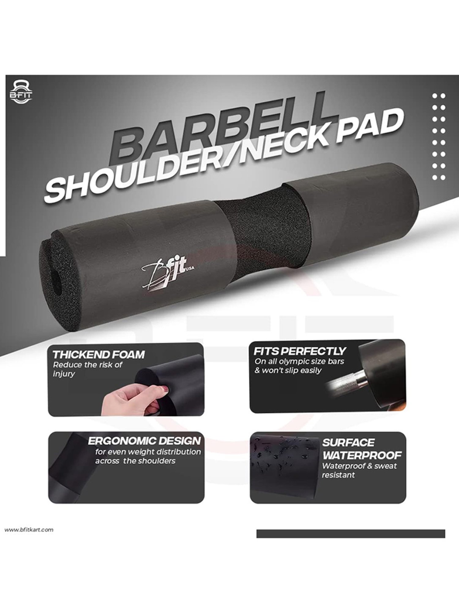 B Fit Barbell Squat Neck & Shoulder Protective Pad (Black)