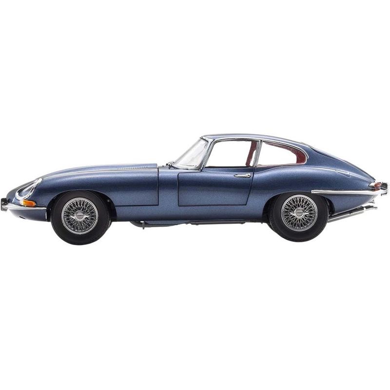 Jaguar E-Type Coupe (RHD) Dark Blue Met. w/Red Interior "E-Type 60th Anniversary" (1961-2021) 1/18 Diecast Model Car by Kyosho