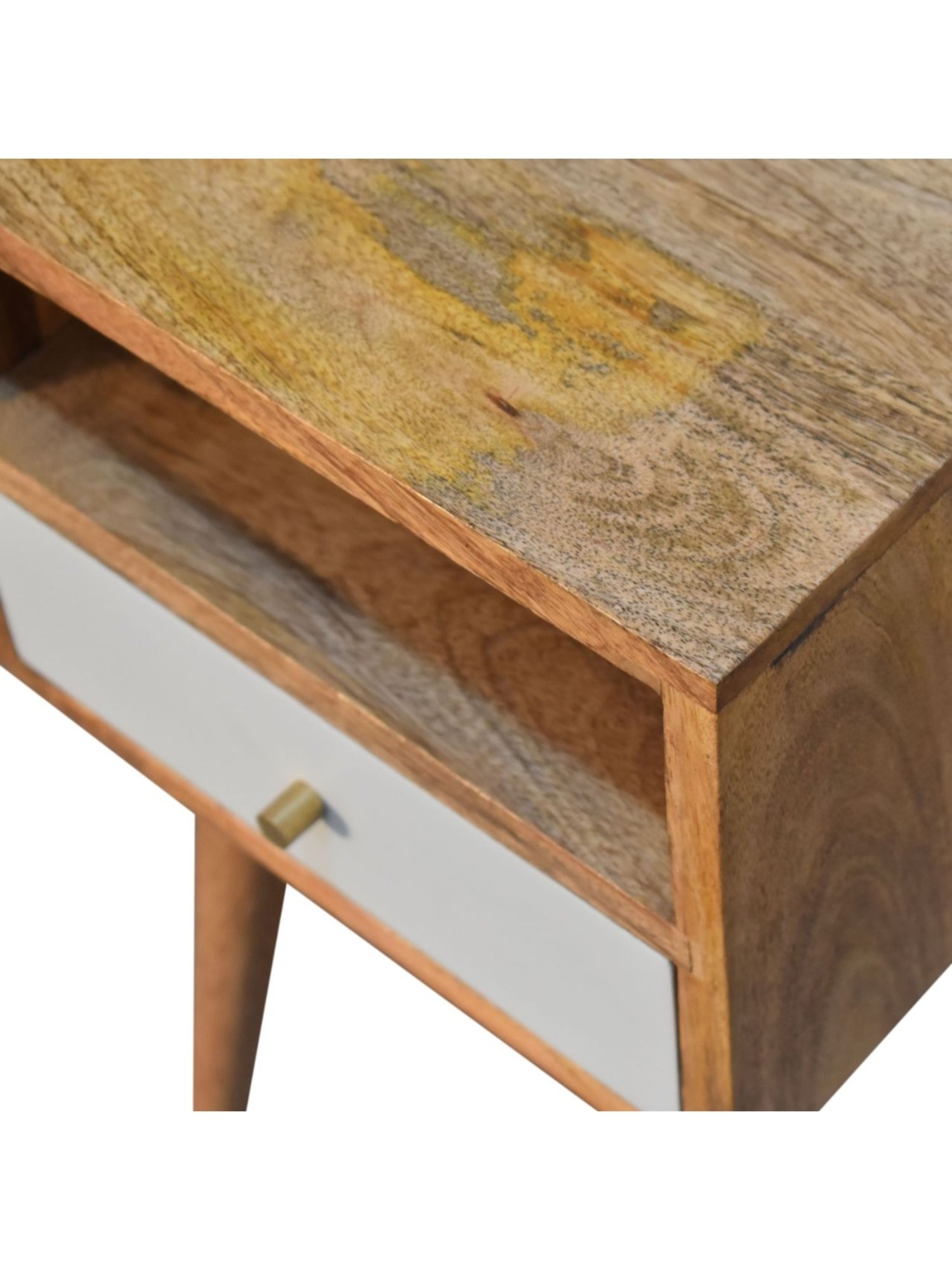 Artisan Furniture Solid Brown Mango Wood Side Table Sky Blue Finish